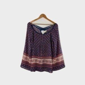 Sweet Journey Western Bohemian Flared Sleeve Blouse Size XL Women